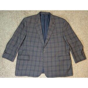 Jack Victor 54R Gray Plaid Bamboo Luxor Mens Blazer Suit Jacket Sport Coat